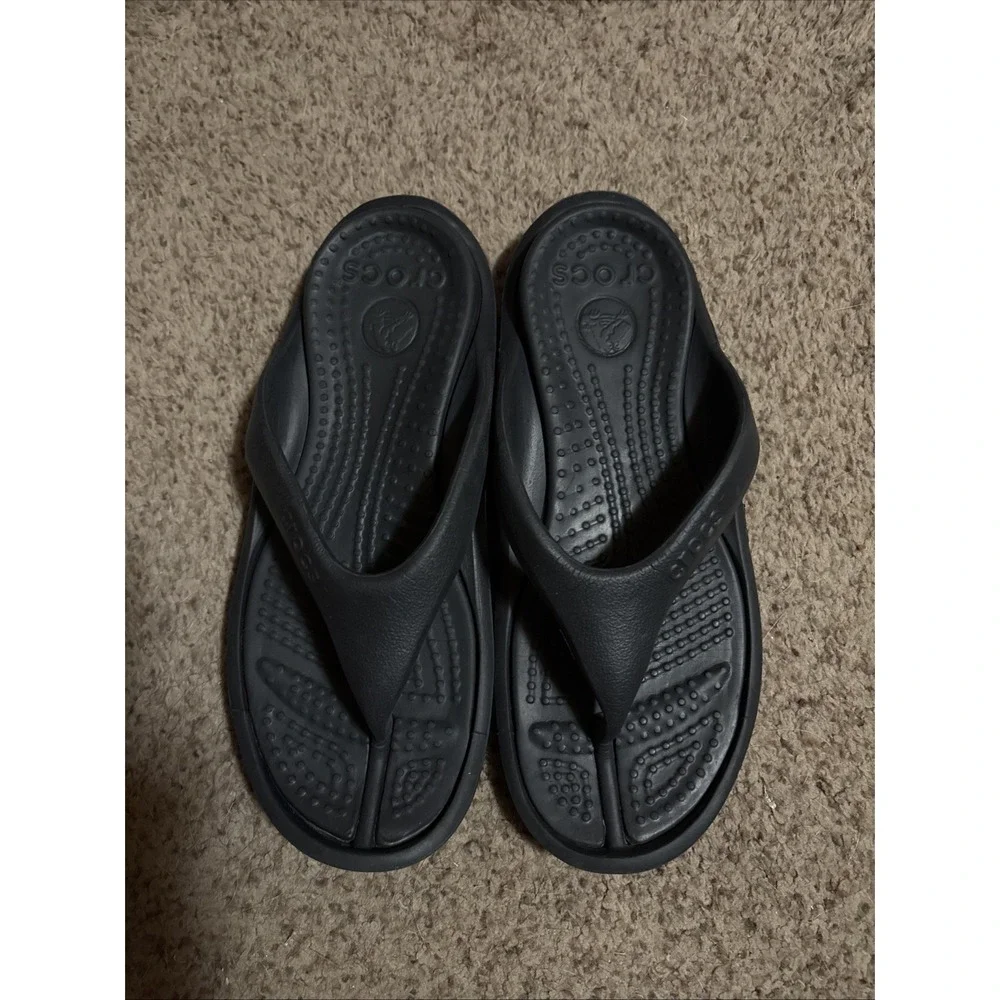 Crocs Athens Flip Flops Black Crosslite Women's 12 Men's 10 Comfort Sandals